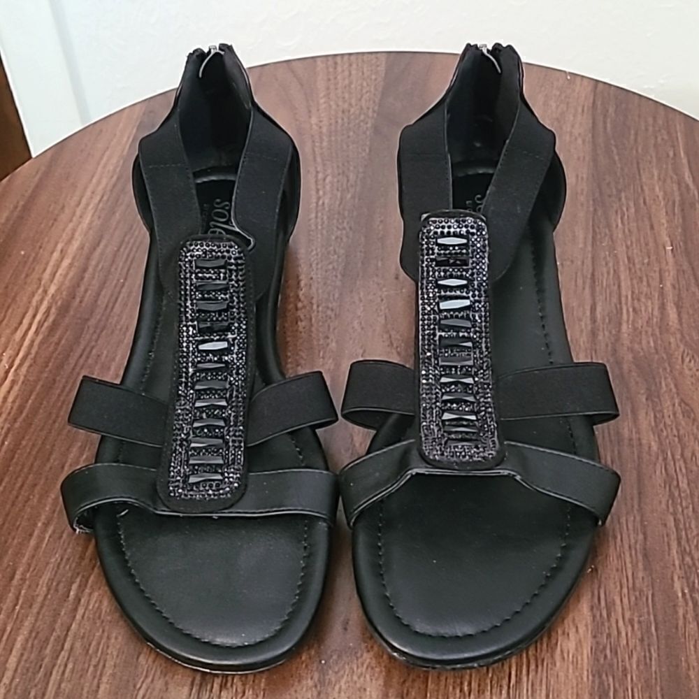 Good Soles by Catherines - Black Sandal Rhinestone & Bling  Size 10, NWOT